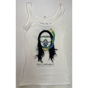 Steve Aoki Pool Party Wet Republic Graphic Tank Top T-shirt Women Small White